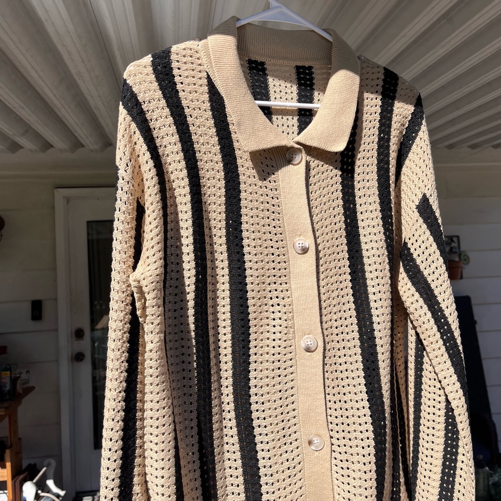 Striped Beige And Black Women's Sweater